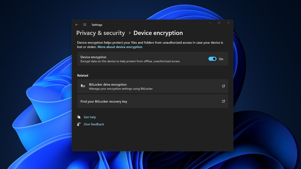 Device encryption enabled