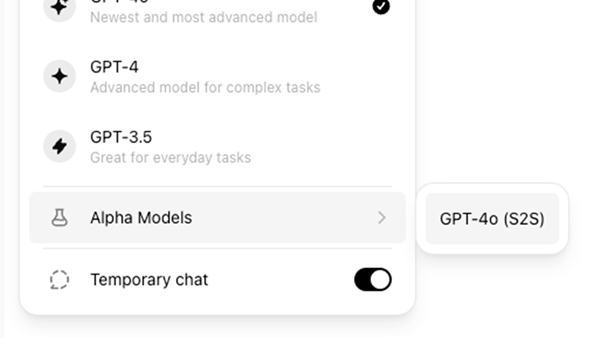 OpenAI launches GPT-4o (S2S) model to a small number of users, which seems to be a free version of the real-time speech function