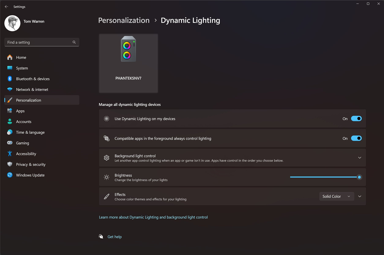 Windows 11 Settings Dynamic Lighting