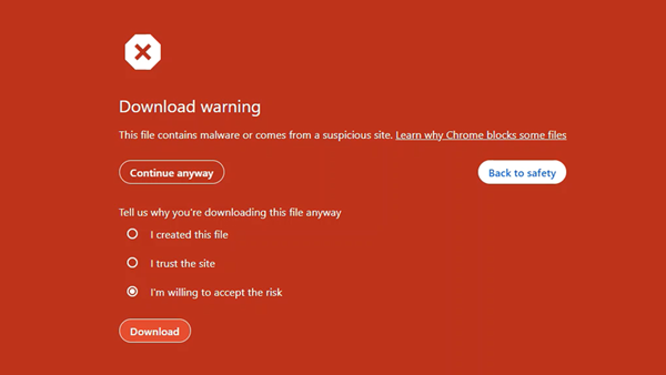Google Chrome's Download Feature Now Alerts Users with a Full-Screen Red Warning When Malicious Software is Detected