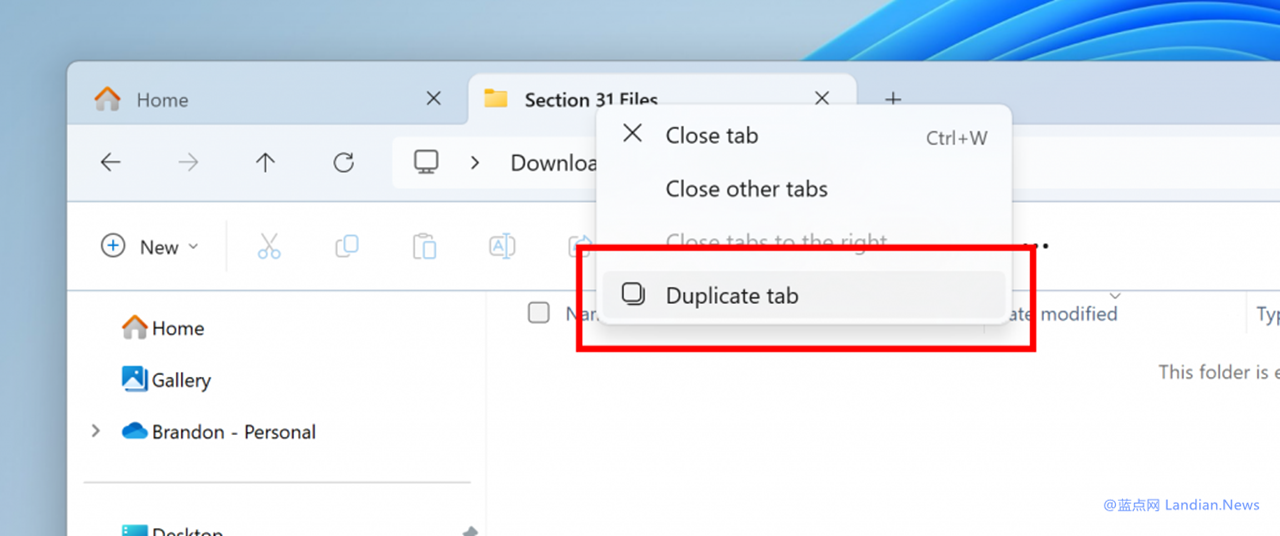 Duplicate tab