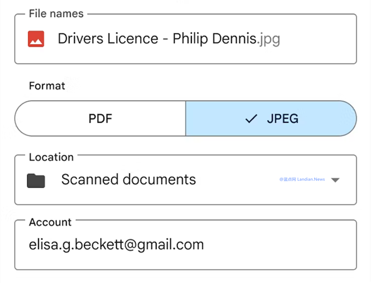 When performing a scan, now see an option to save as either PDF or JPEG