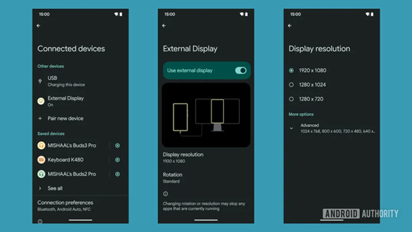 Code Reveals Android 15 to Support Enhanced External Display Settings Including Resolution Adjustment and Rotation