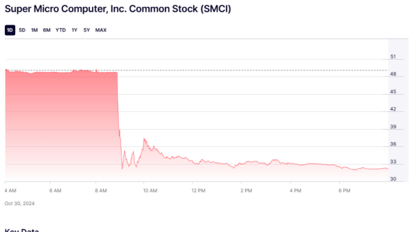 The auditor of the popular AI stock Super Micro Computer (SMCI) resigned, and the stock price plummeted 33% in an instant