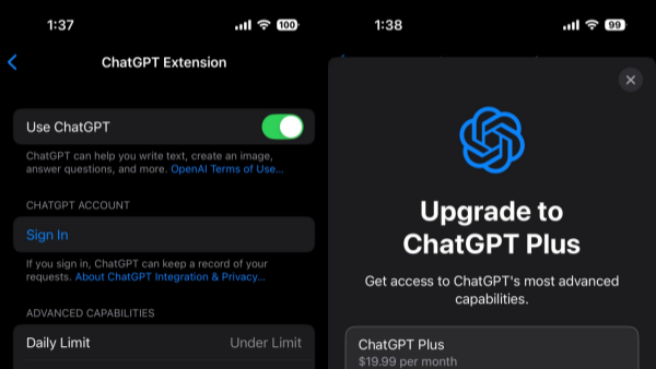 Apple Introduces ChatGPT Usage Cap in iOS 18.2 to Encourage ChatGPT Plus Subscriptions