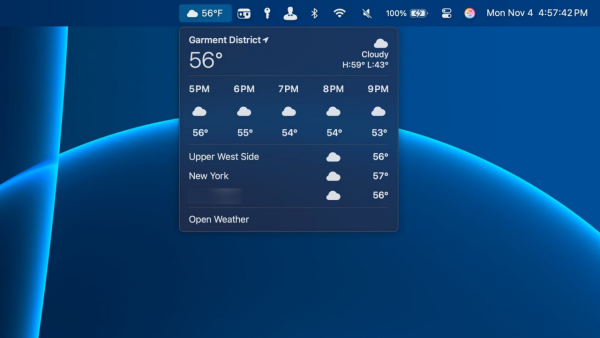 macOS Sequoia 15.2 Beta Adds Weather Widget to the Status Bar for Easier Weather Access