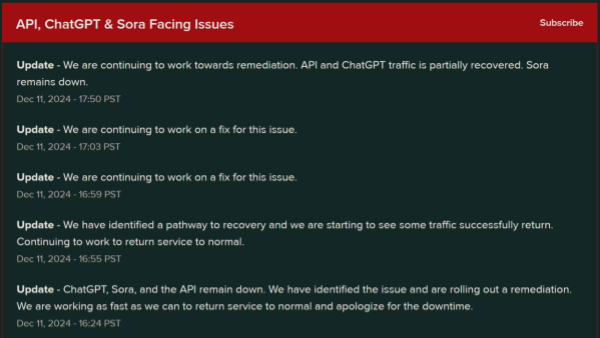 Major Outages Hit OpenAI's ChatGPT and Sora Services, Sora Remains Down After Nearly 3 Hours